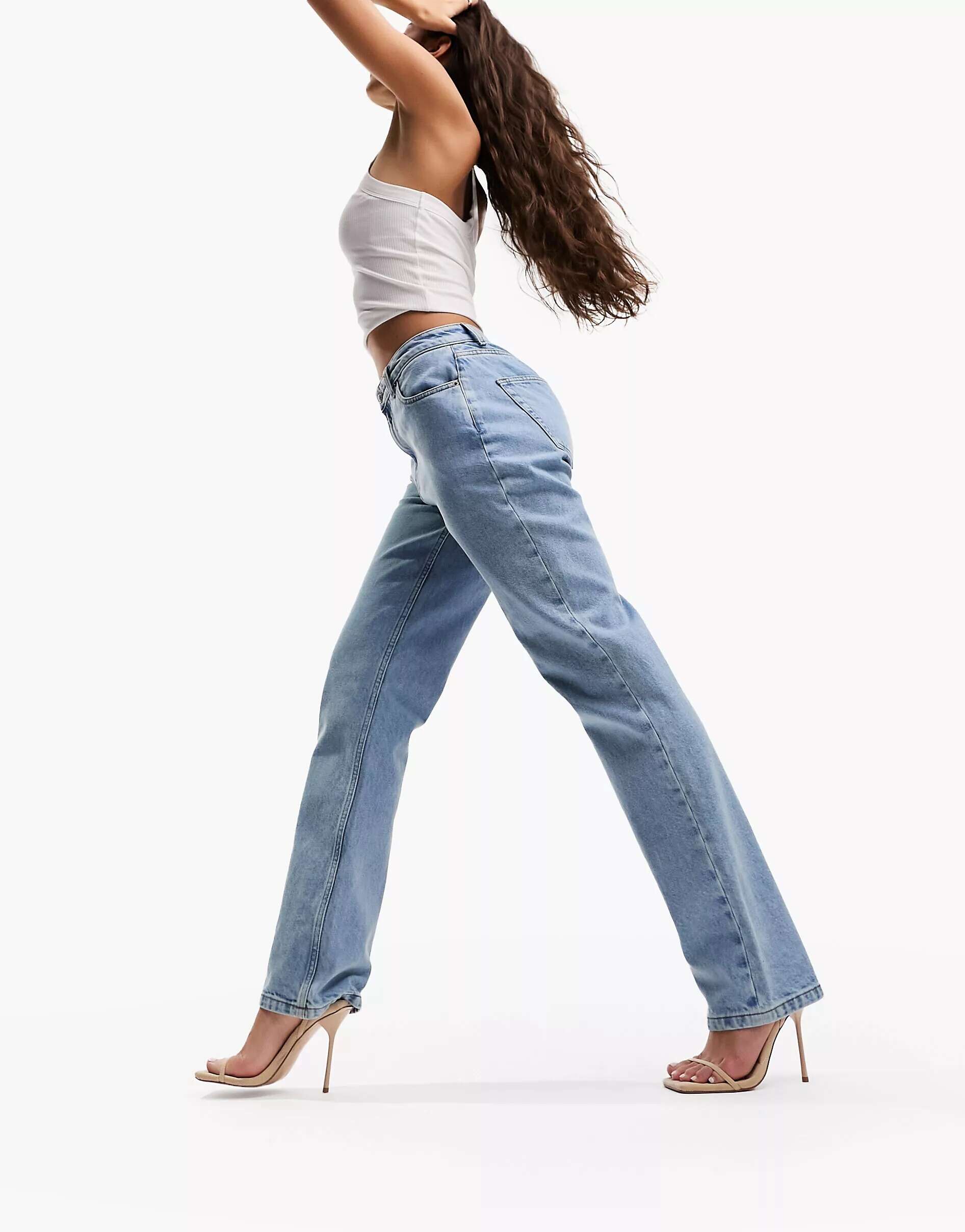 Голубые прямые джинсы в стиле 90-х ASOS Hourglass