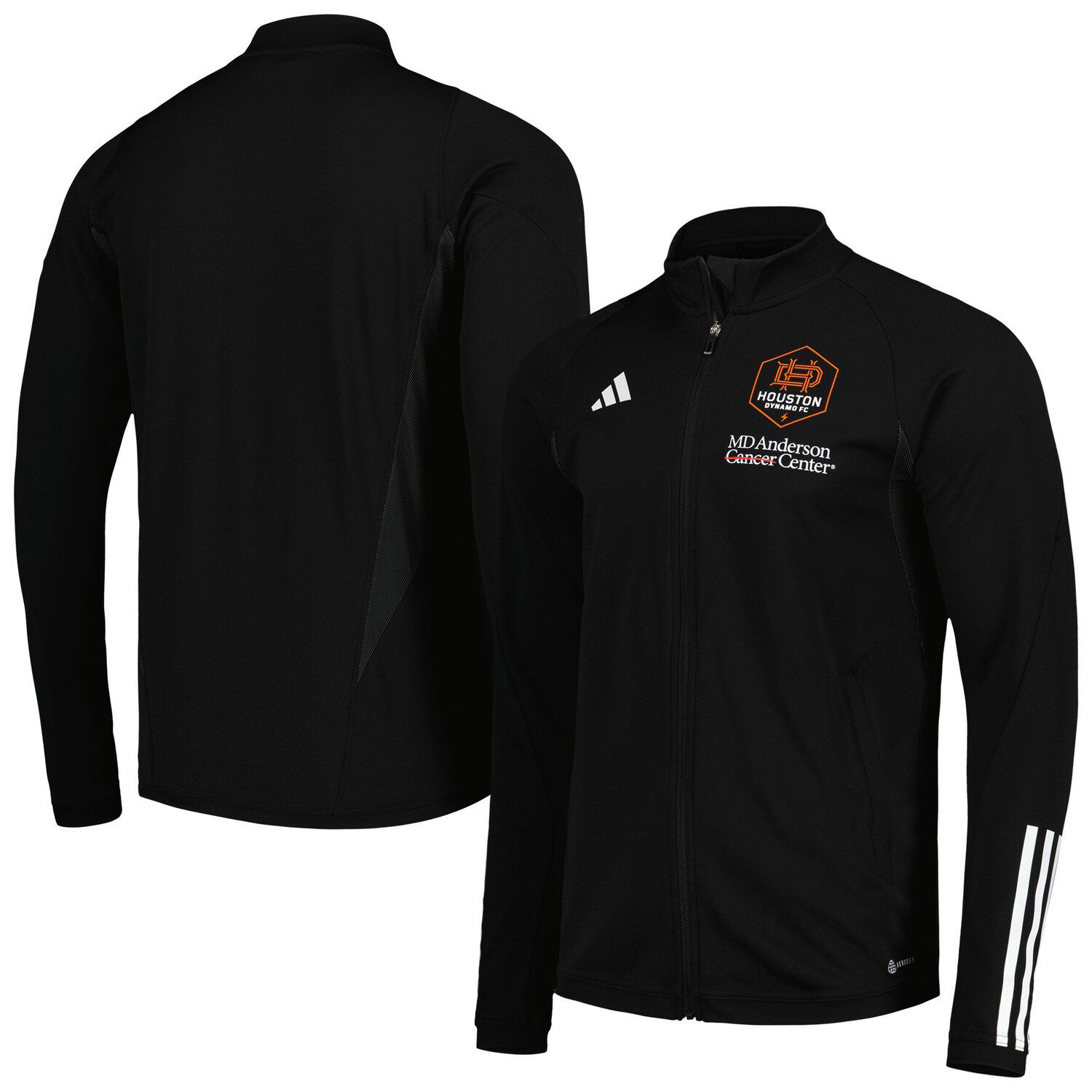 

Мужская черная тренировочная футболка с молнией во всю длину Houston Dynamo FC 2023 AEROREADY adidas, Черный