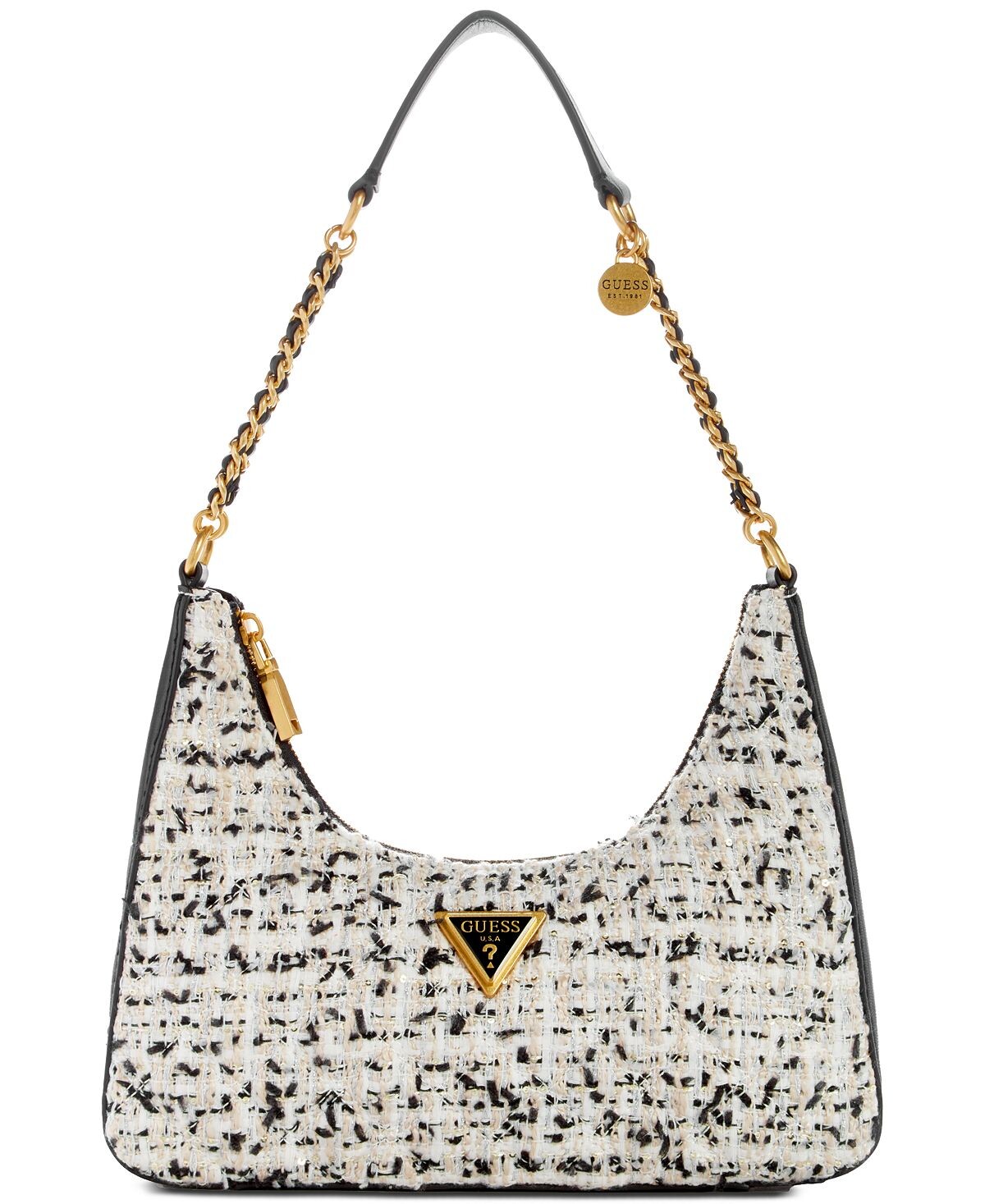 

Маленькая твидовая сумка через плечо Giully с молнией сверху GUESS