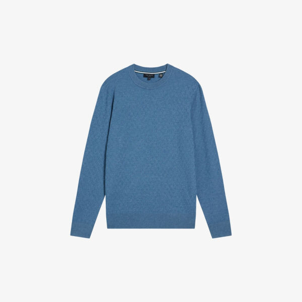 

Джемпер классической вязки эластичной вязки с круглым вырезом и круглым вырезом Ted Baker, бирюзовый