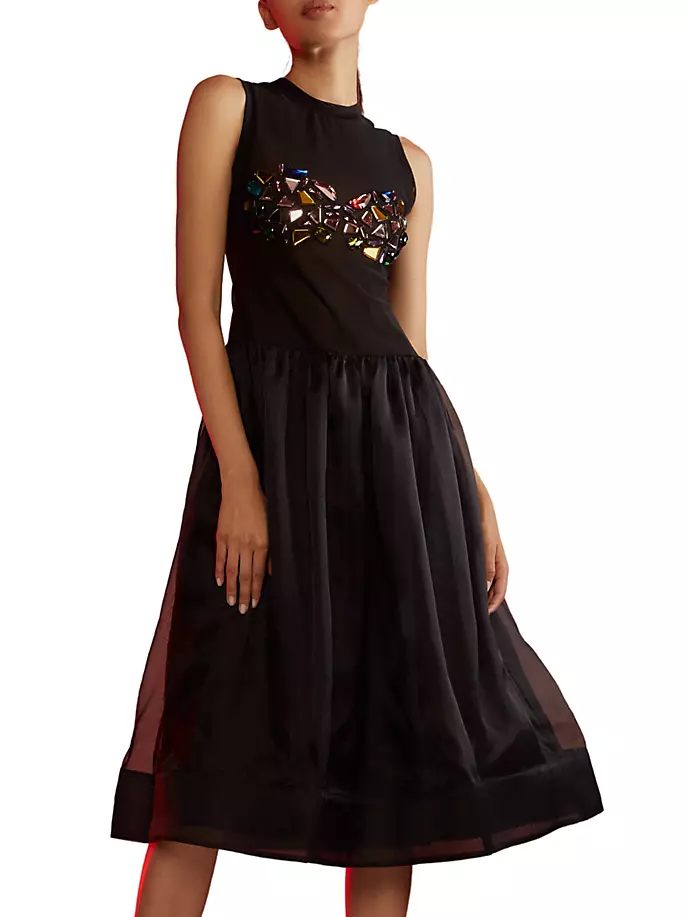 

Платье миди из органзы Gems Mesh Cynthia Rowley, черный