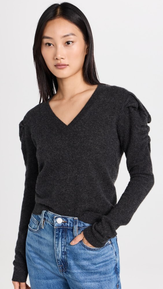 

Свитер FRAME Ruched Sleeve Cashmere, угольный