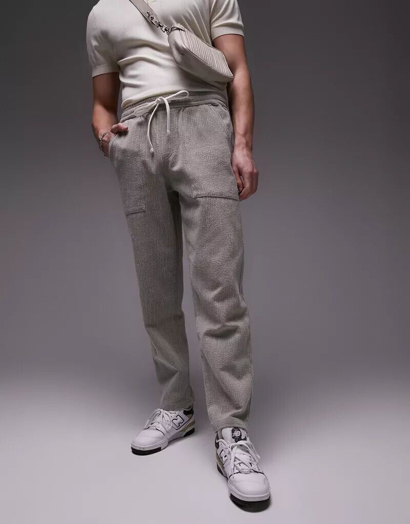 

Текстурированные брюки свободного кроя Topman серого цвета