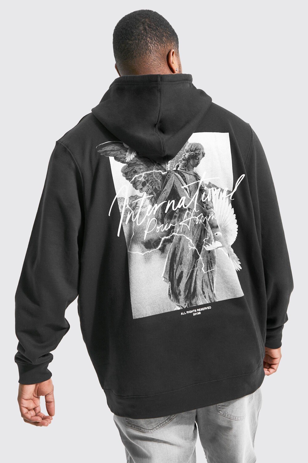 

Толстовка с графикой на спине plus statuue Boohoo, черный
