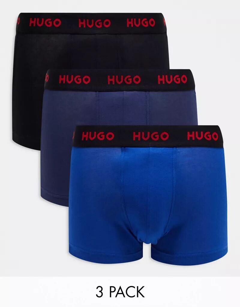 

HUGO Bodywear – комплект из 3 трусов разных цветов с логотипом на поясе Hugo Red