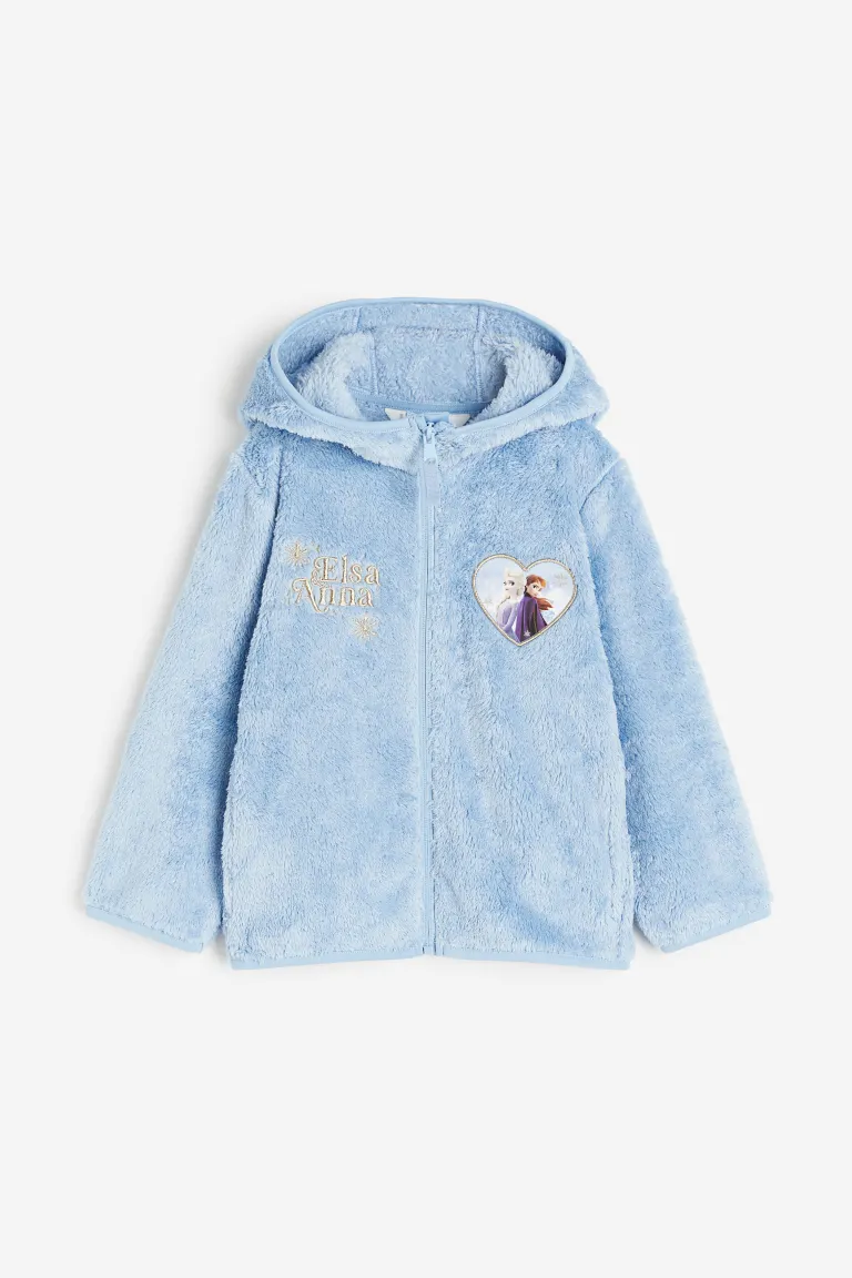 

Топ из пушистой ткани с капюшоном и молнией H&M, синий