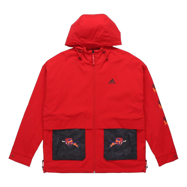 

Куртка adidas Cny Jkt New Year's Edition Casual Sports Hooded Jacket Red, красный