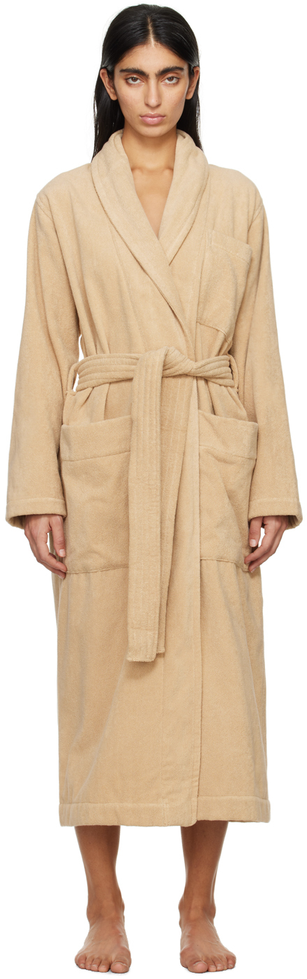 Бежевый классический халат Tekla халат каждый день махровый бежевый унисекс l xl