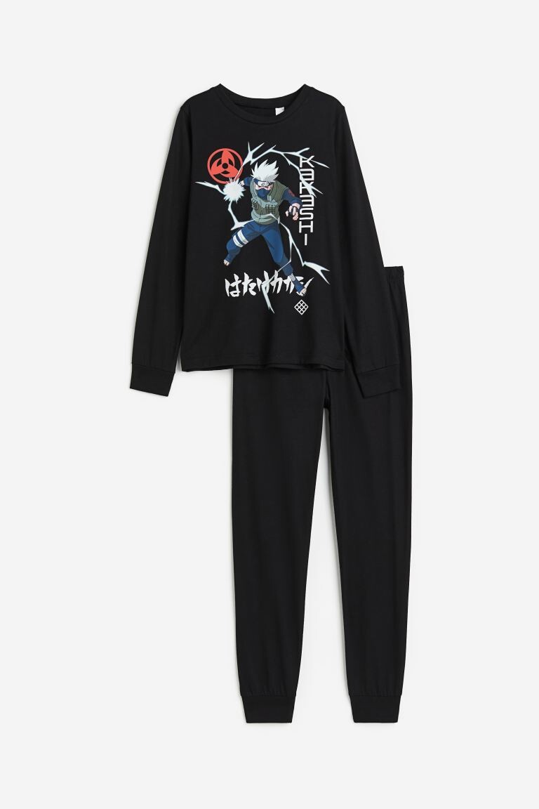 

Пижамный комплект H&M x Naruto Printed Cotton Jersey, черный