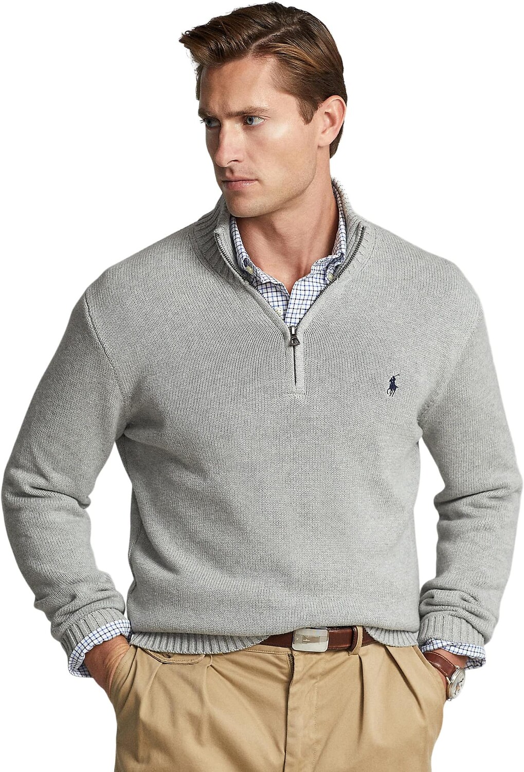 

Хлопковый свитер на молнии 1/4 Polo Ralph Lauren, цвет Andover Heather