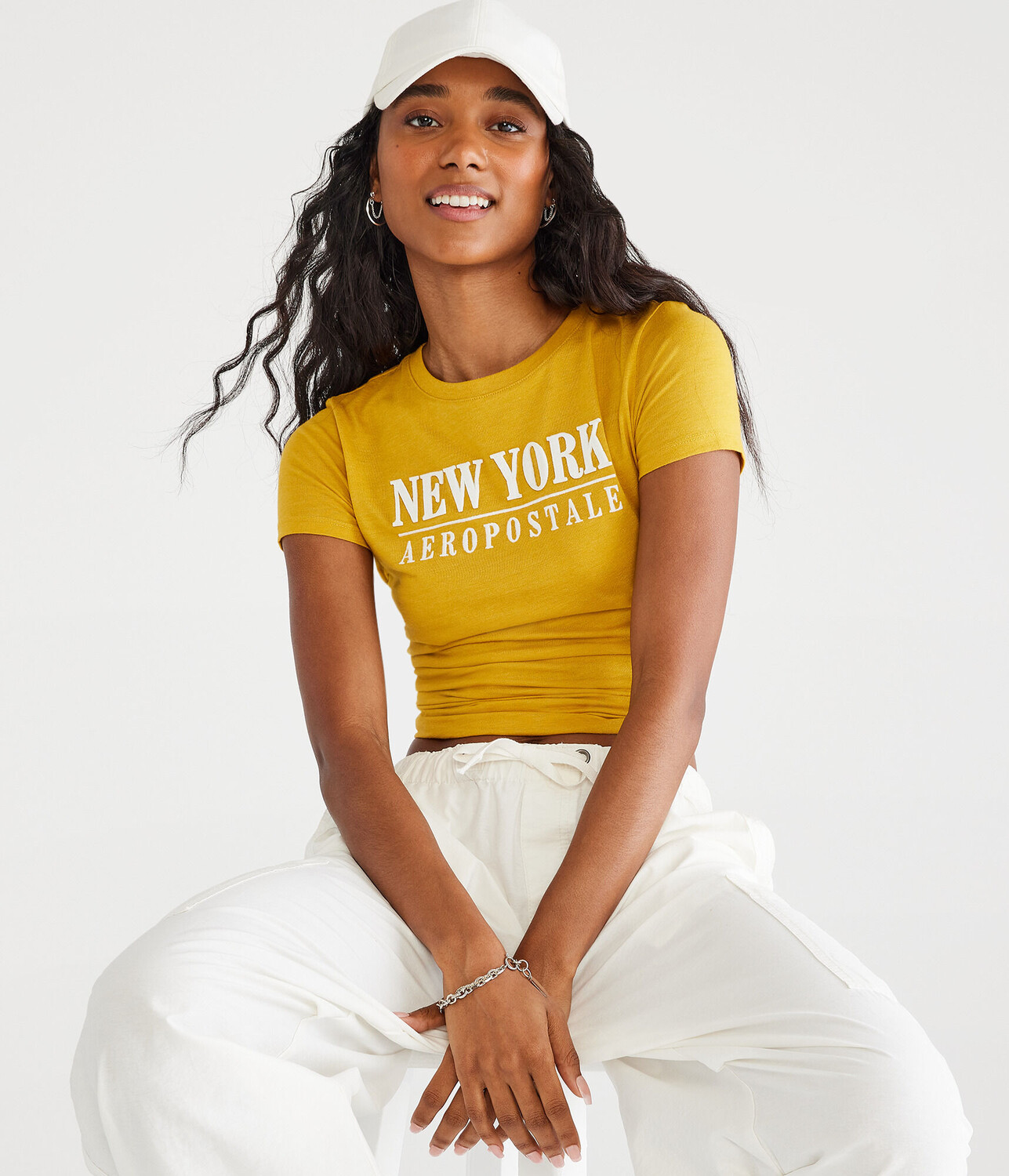

Футболка с аппликацией и графическим рисунком New York Aeropostale, желтый