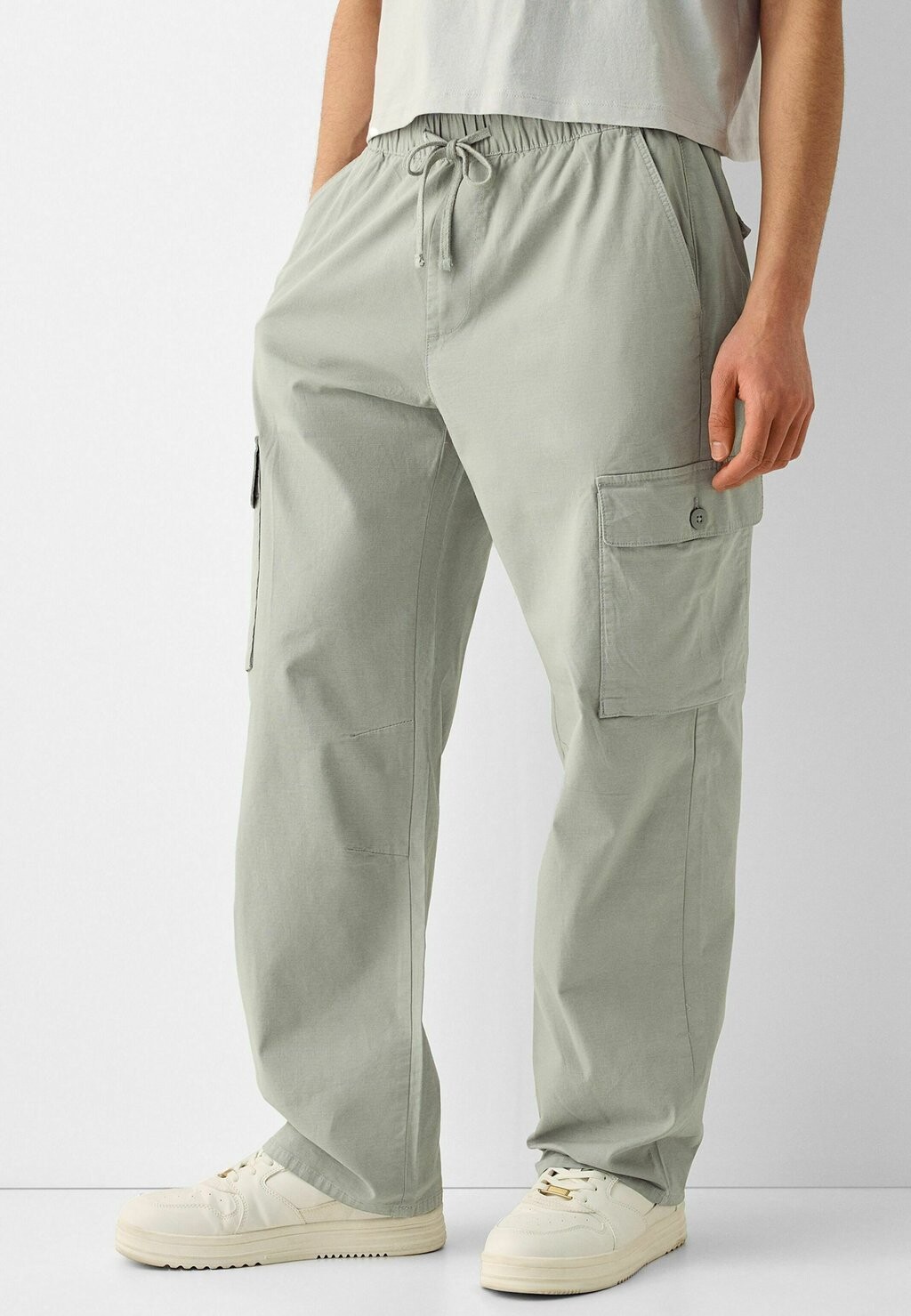 

Брюки-карго WIDE Bershka, цвет grey