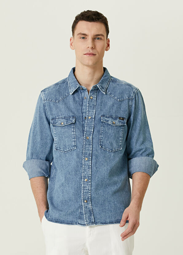 

Джинсовая рубашка 7 For All Mankind, голубой
