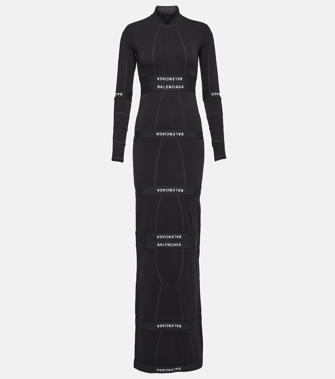 

Короткое платье макси из хлопкового джерси Balenciaga, черный