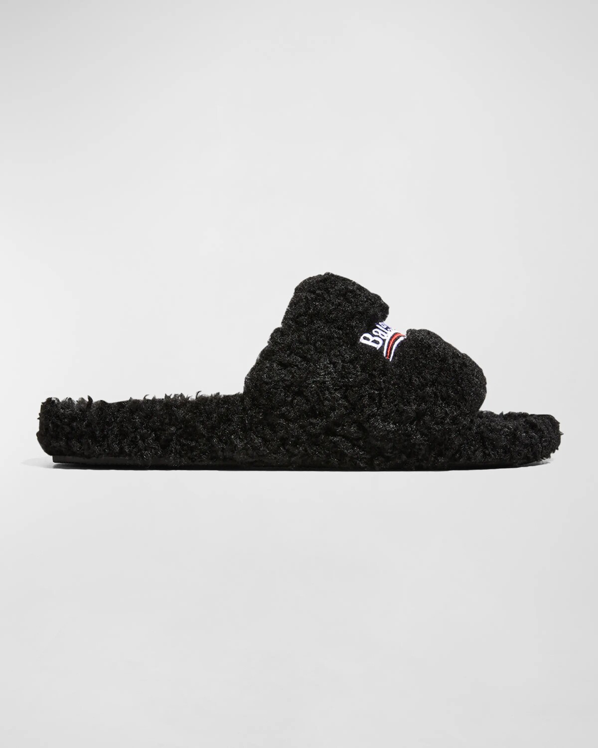 

Мужские шлепанцы с логотипом Furry Balenciaga, цвет 1096 Black/White/Red