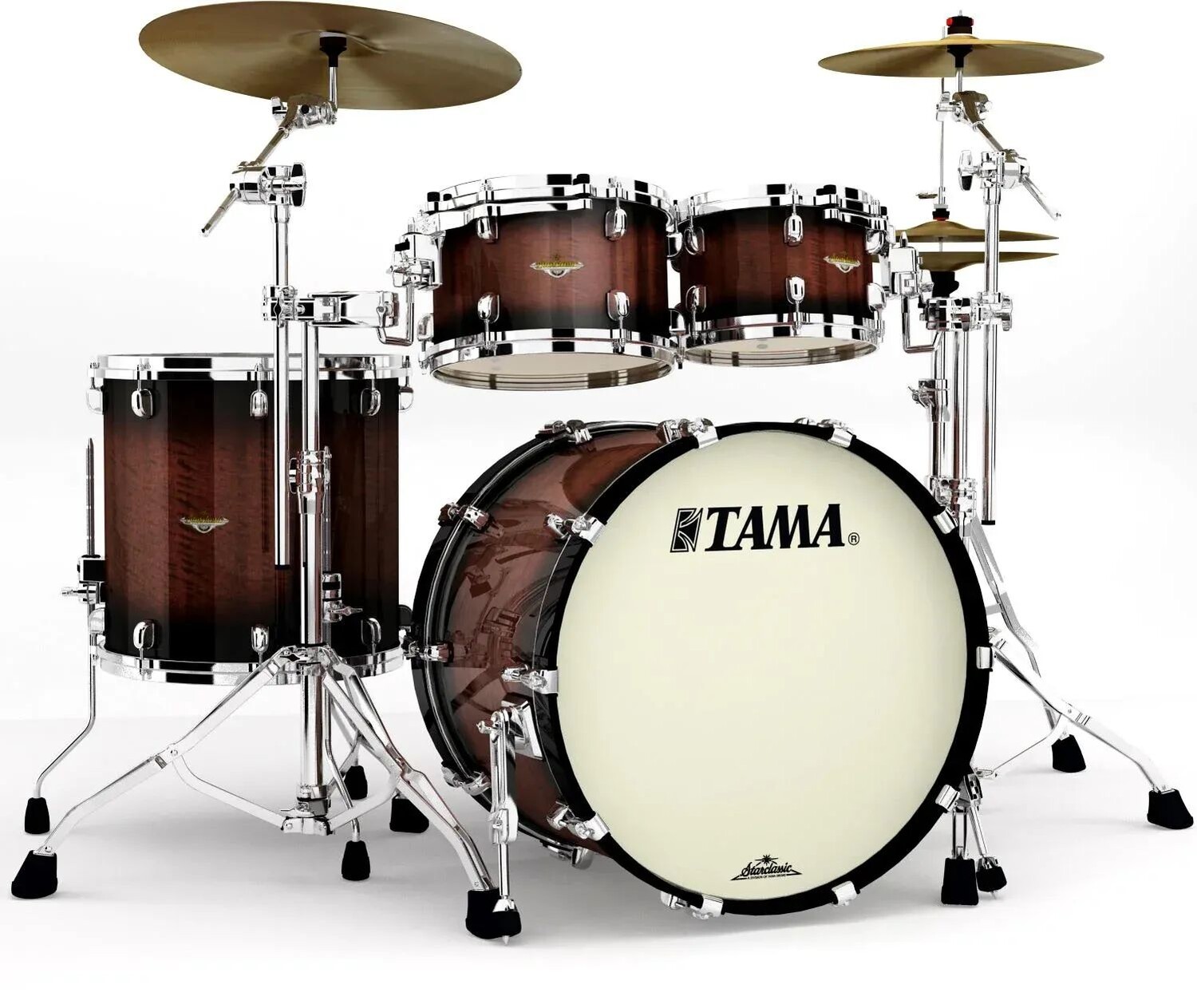 

Tama Starclassic Maple ME42TZS Набор из 4 предметов — Tobacco Sunburst Movingui с хромированной фурнитурой