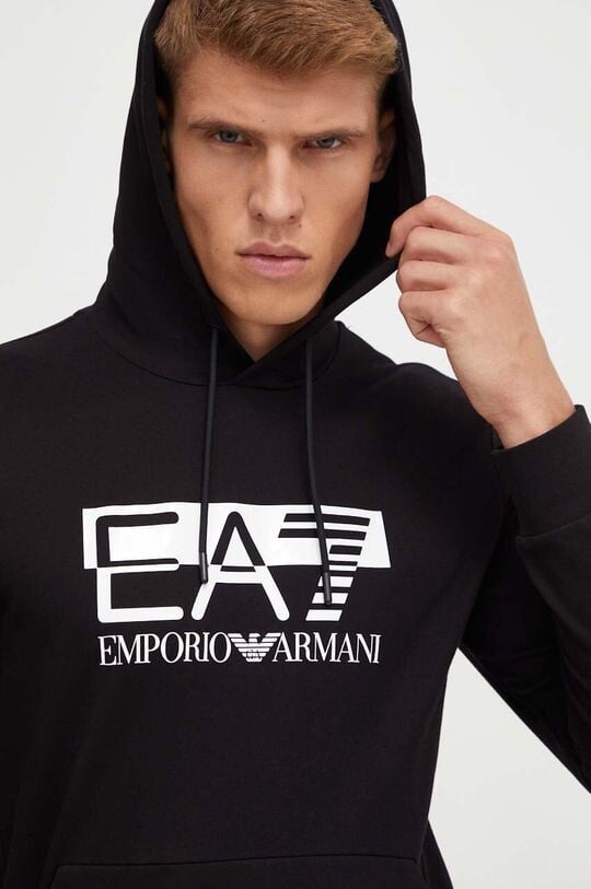 цена Хлопковая толстовка EA7 Emporio Armani, черный