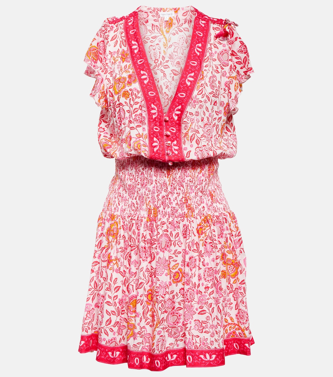 Мини-платье Rachel с цветочным принтом POUPETTE ST BARTH, розовый цена и фото