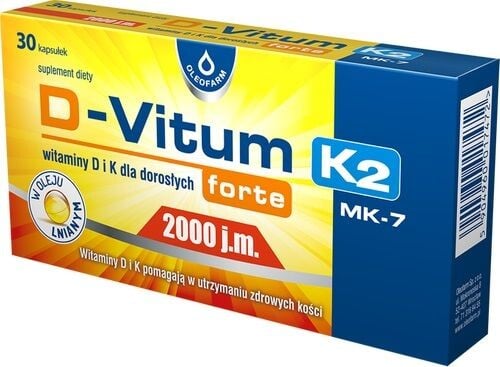 

D-vitum Forte 2000 J.M.+K2витамин D3+K2, 30 шт.