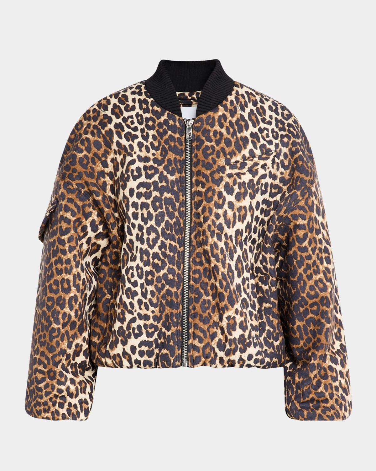 

Куртка-бомбер оверсайз с леопардовым принтом Ganni, цвет Leopard