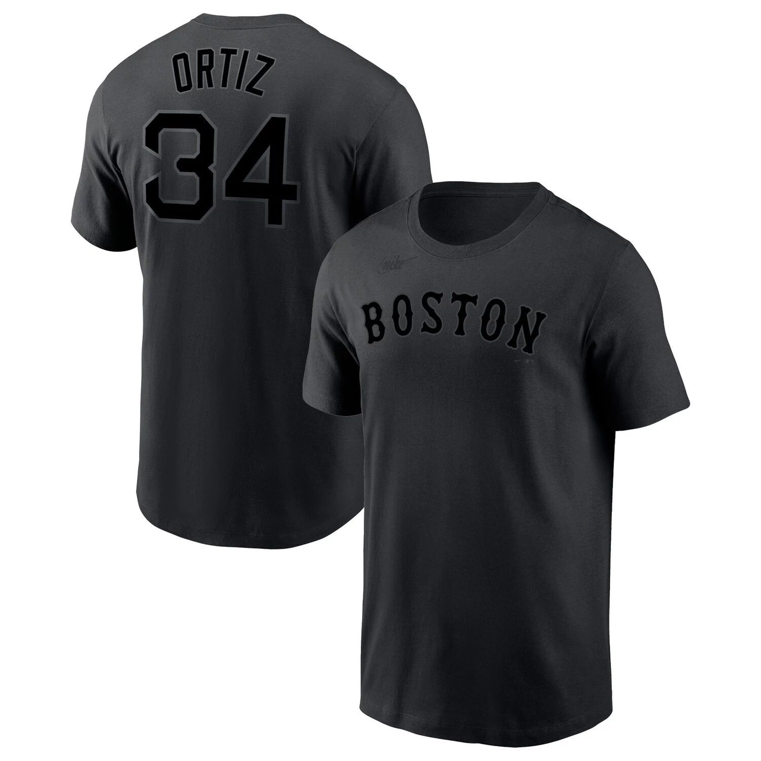 Мужская черная футболка с именем и номером David Ortiz Boston Red Sox Nike