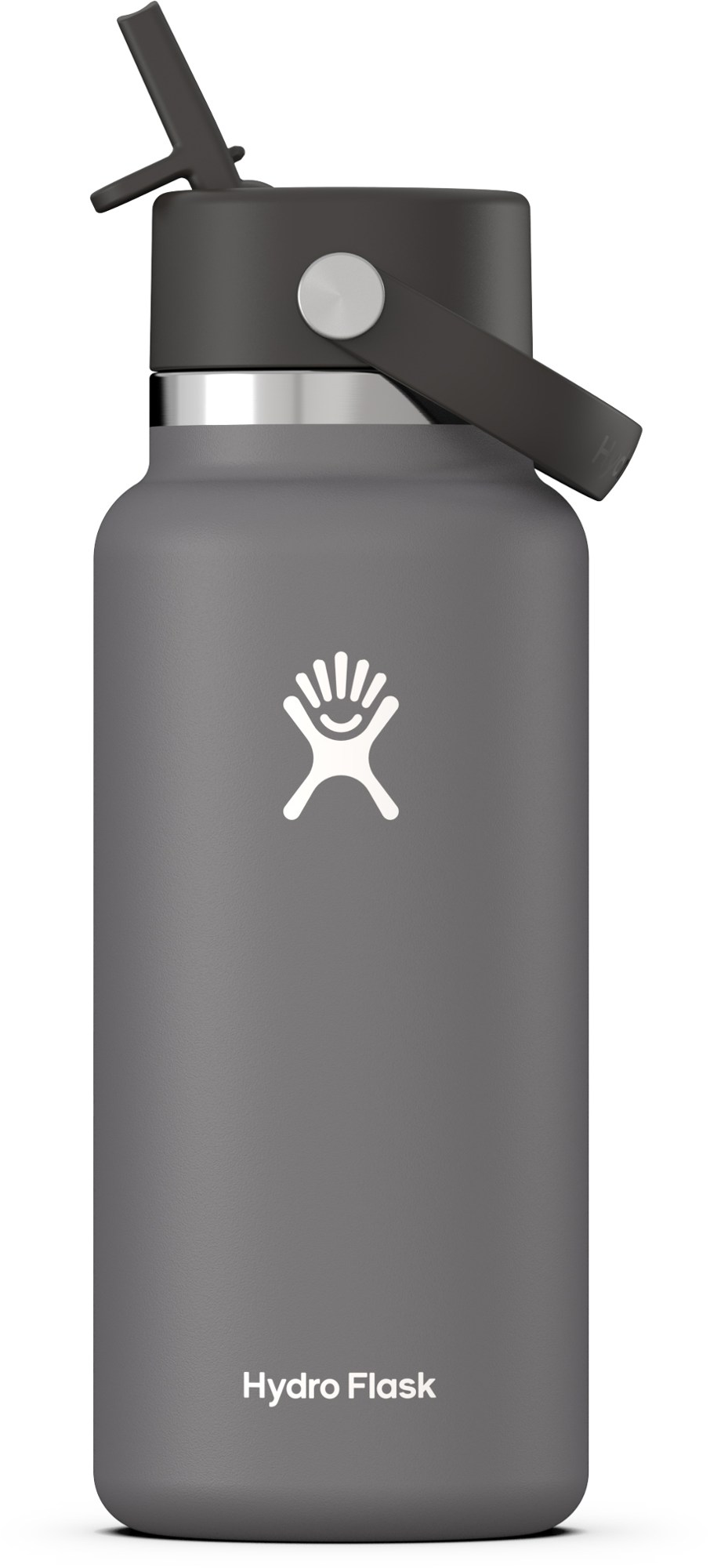 Вакуумная бутылка для воды с широким горлышком и гибкой соломенной крышкой — 32 эт. унция Hydro Flask, серый кружка 12 эт унция hydro flask зеленый