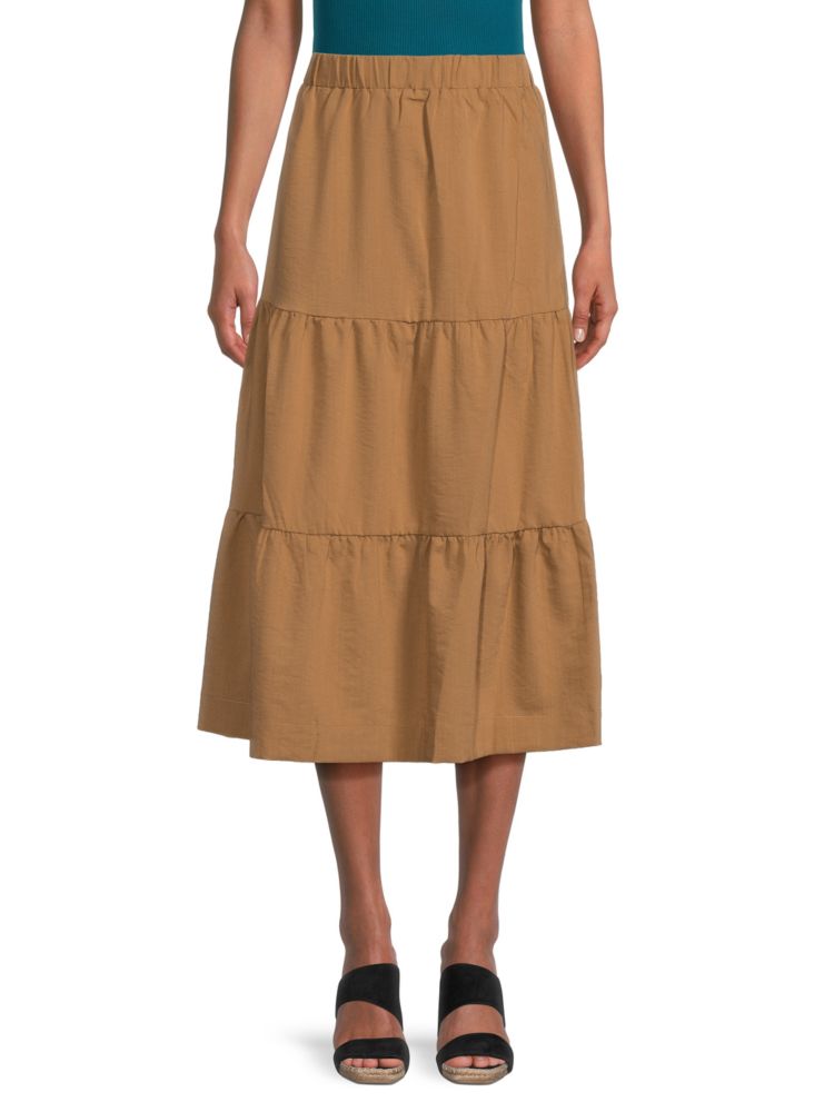 Многоярусная юбка-миди Yal New York, цвет Camel