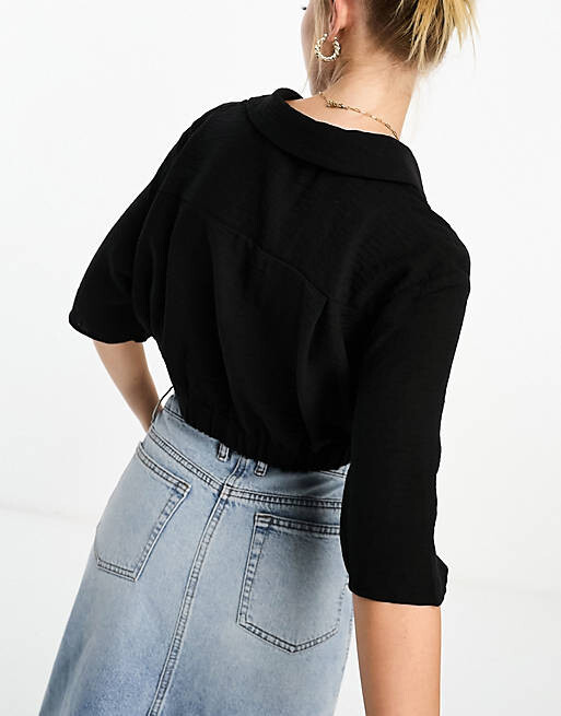 

Черная укороченная рубашка с завязками спереди Vero Moda