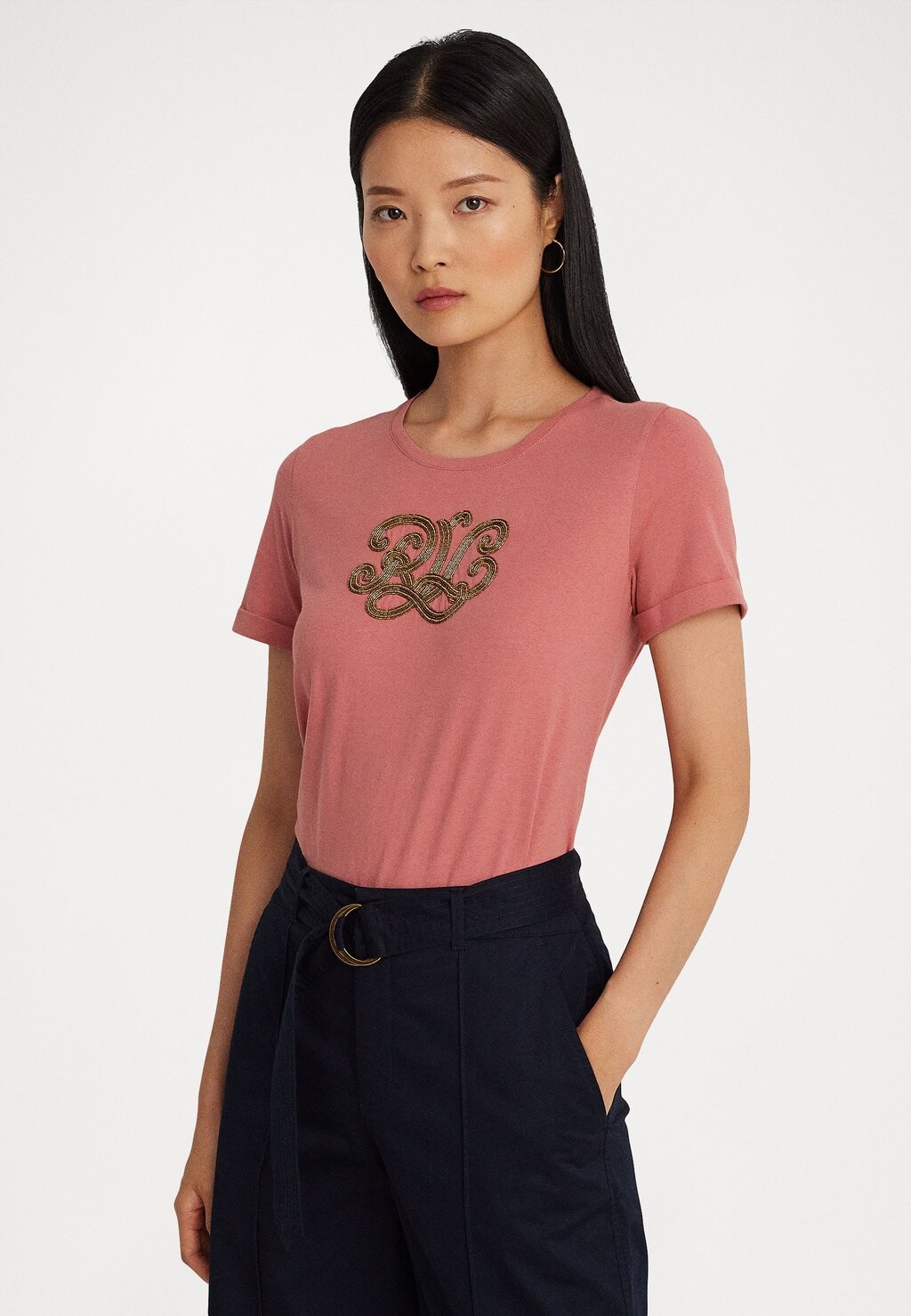 

Футболка с принтом HAILLY SHORT SLEEVE Lauren Ralph Lauren, розовый