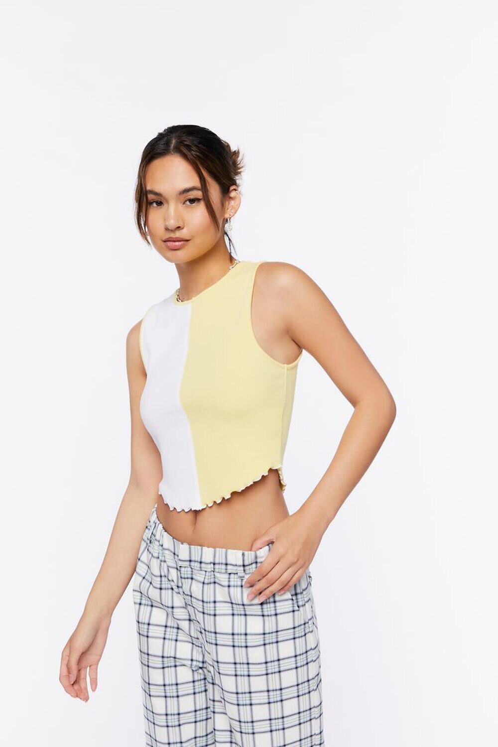 

Укороченный топ с цветными блоками и салатовыми краями Forever 21, желтый