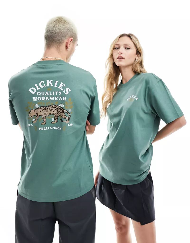 Темно-зеленая футболка Dickies Fort Lewis с тигровым принтом на спине, эксклюзивно для ASOS