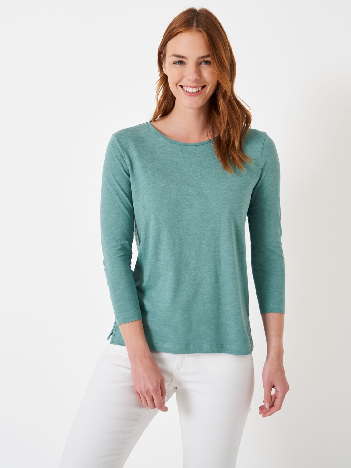 

Crew Clothing Футболка Perfect Cotton Slub с рукавом 3/4, темно-бирюзовая