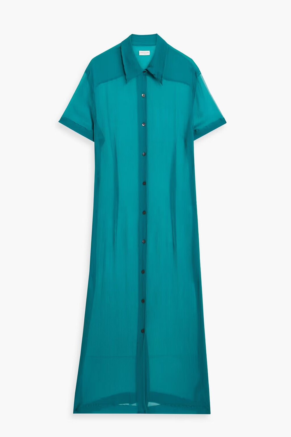 

Платье-рубашка миди из шелкового крепона Dries Van Noten, бирюзовый