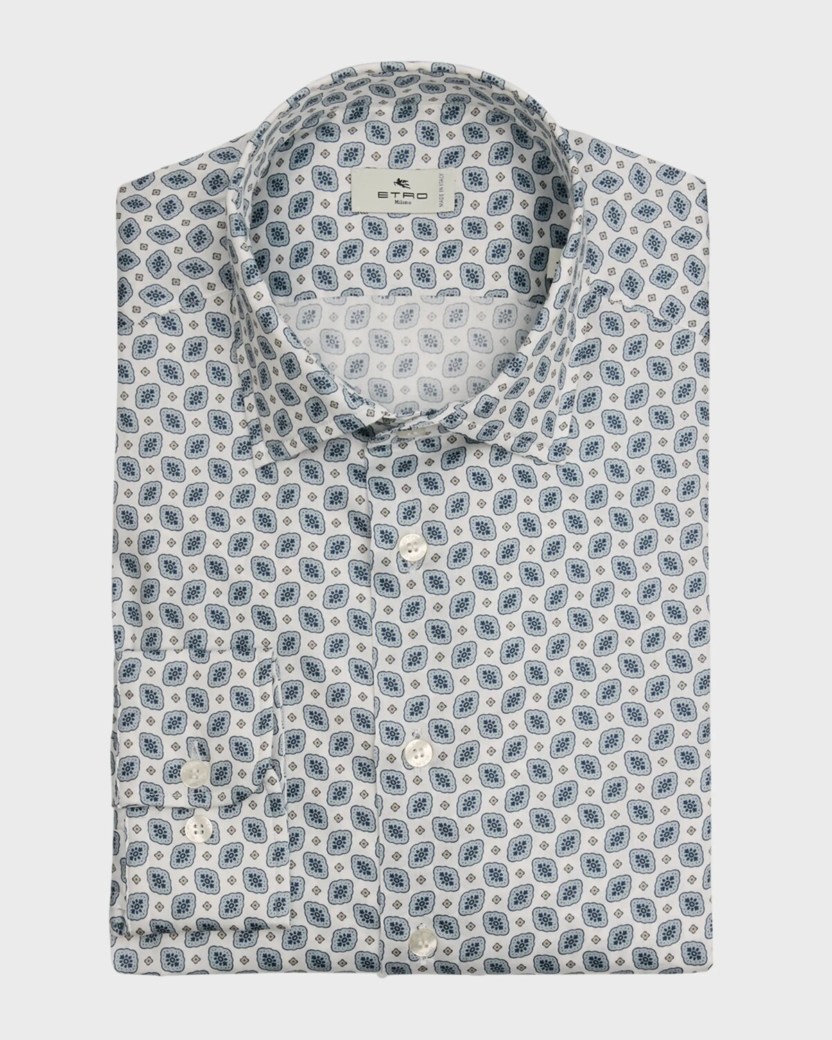 

Мужская классическая рубашка с тонким принтом Etro, цвет Print On White Base