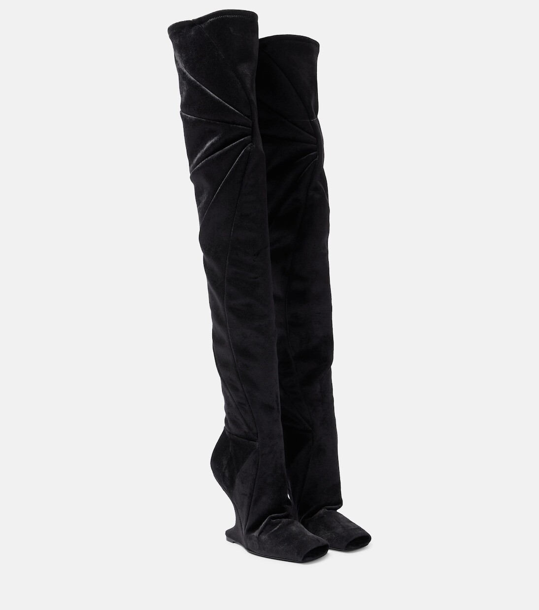

Бархатные ботфорты с консолью Rick Owens, черный