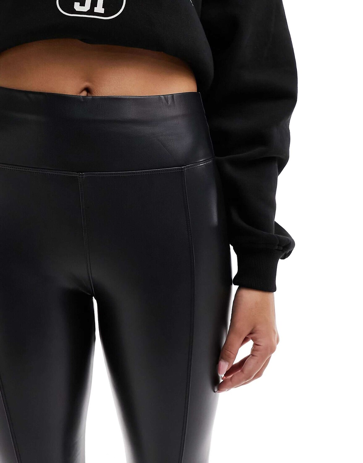

Черные леггинсы со швами из искусственной кожи Ann Summers
