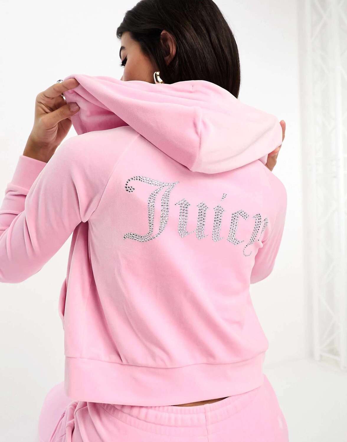 

Розовое велюровое худи на молнии Juicy Couture, Розовый