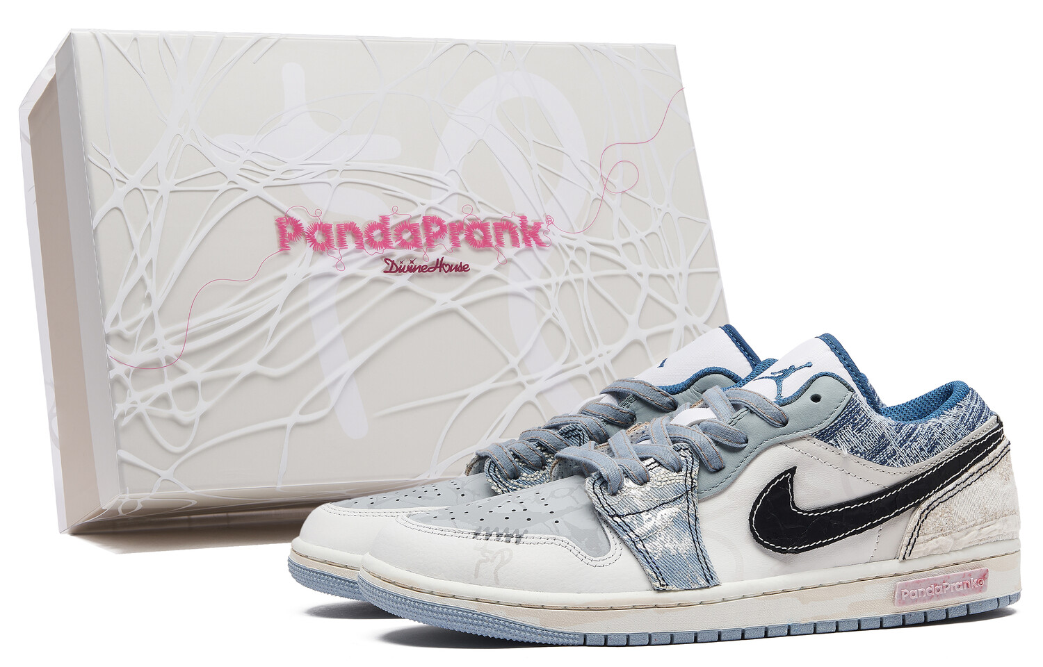 

Кроссовки Air Jordan 1 Vintage Basketball Shoes Men Low-top Meter/white/blue, бежевый/синий