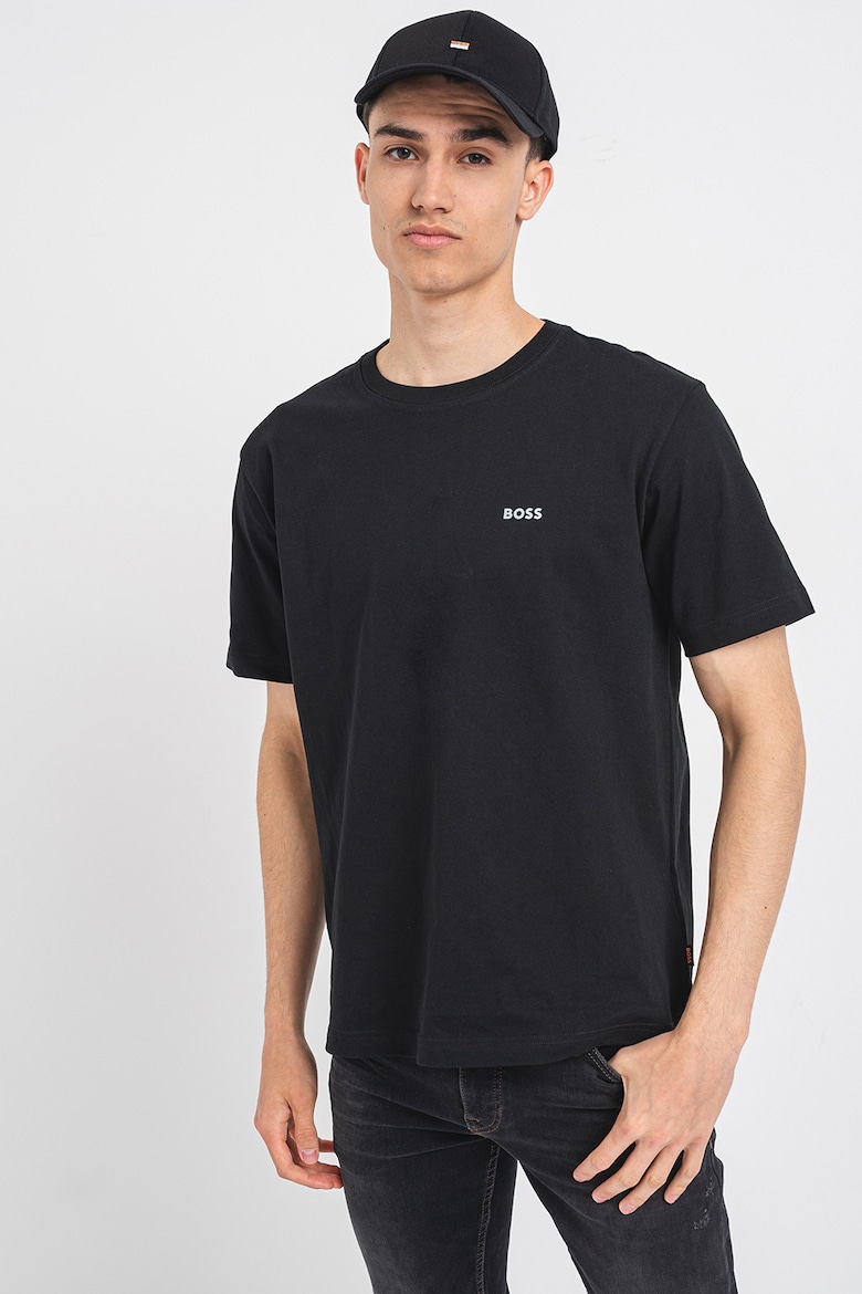 Хлопковая футболка с рисунком на спине Boss, черный хлопковая футболка с рисунком boss черный