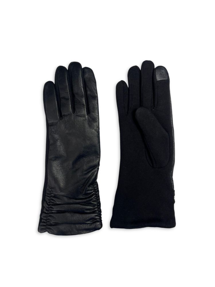 цена Кожаные перчатки со сборками для сенсорного экрана Marcus Adler, черный