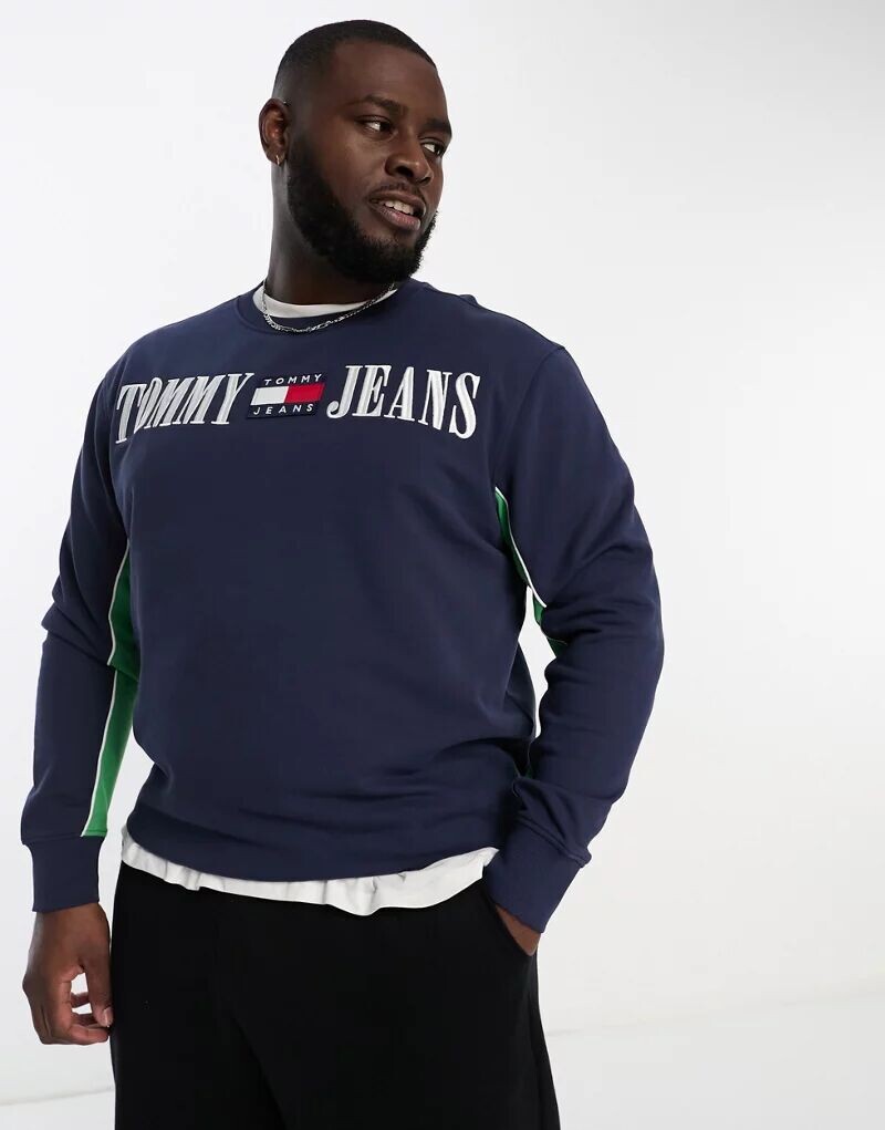 

Темно-синяя толстовка с логотипом Tommy Jeans Big & Tall