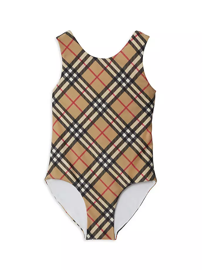

Цельный купальник в клетку Tirza для маленьких девочек и девочек Burberry, цвет archive beige check