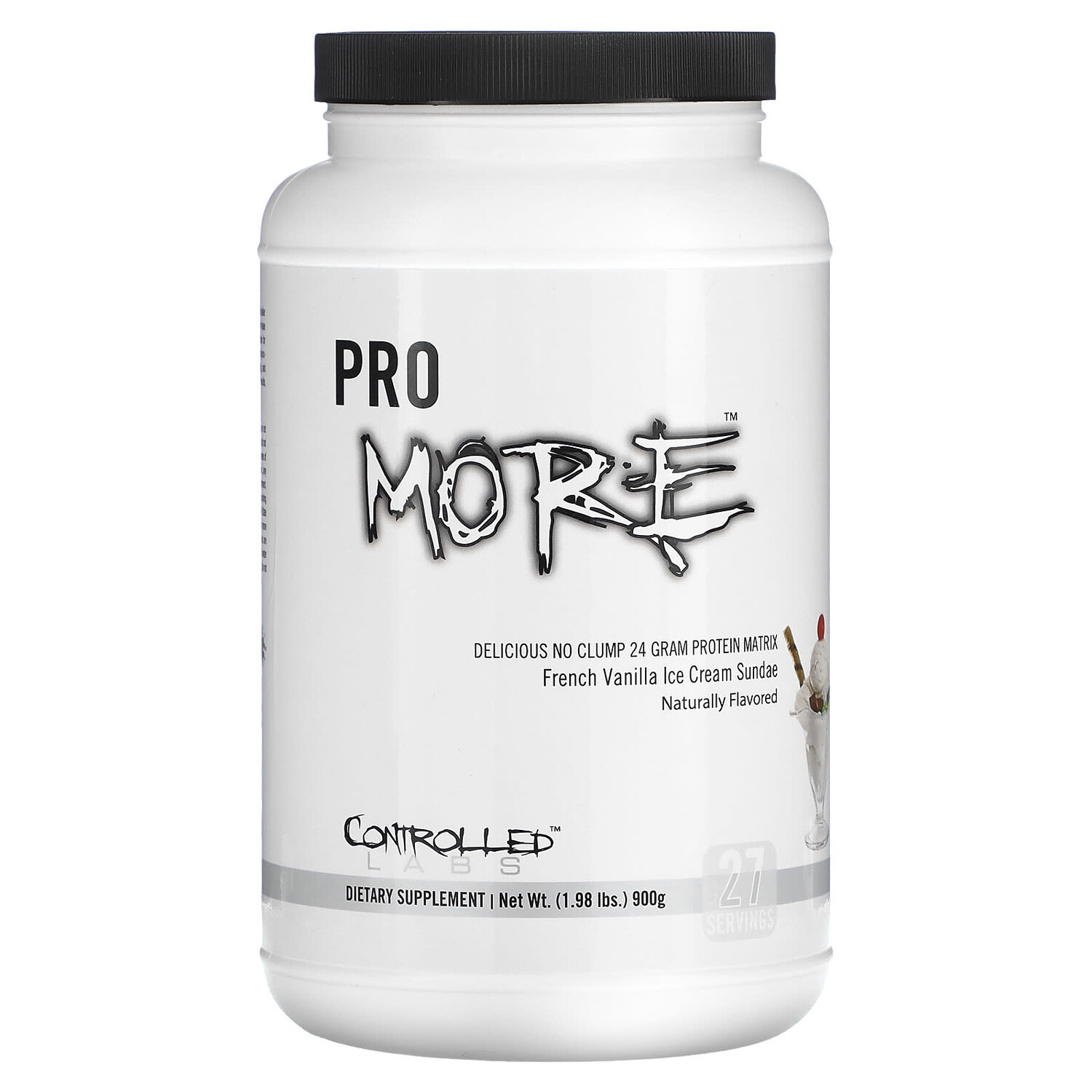 

Pro More, Protein Matrix, мороженое с французским ванильным мороженым, 900 г (1,98 фунта), Controlled Labs