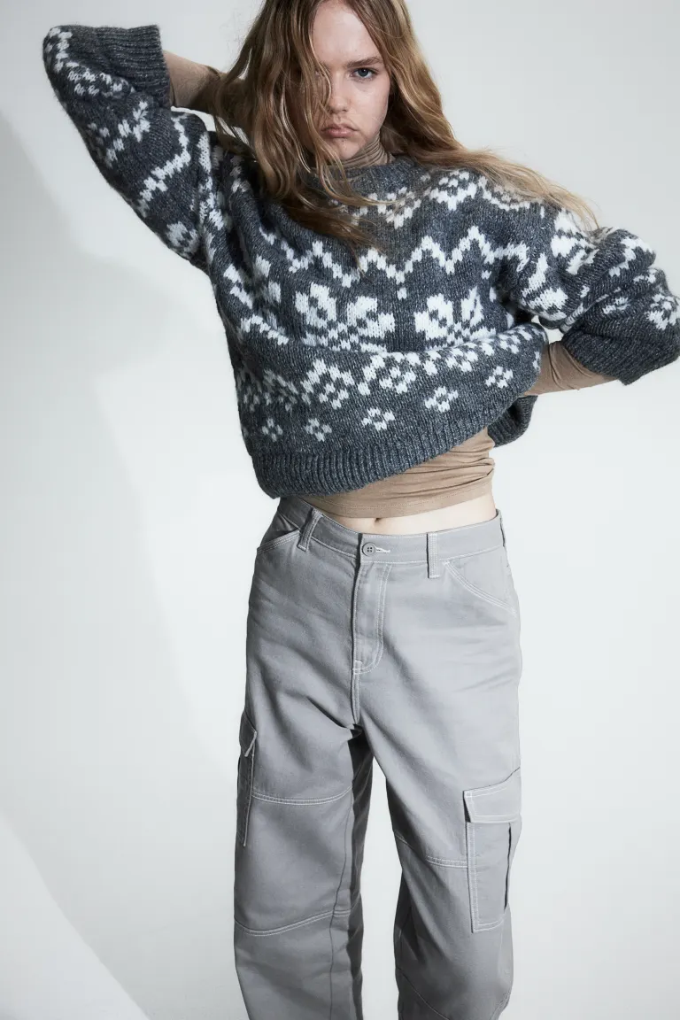 

Брюки-карго из габардина H&M, серый