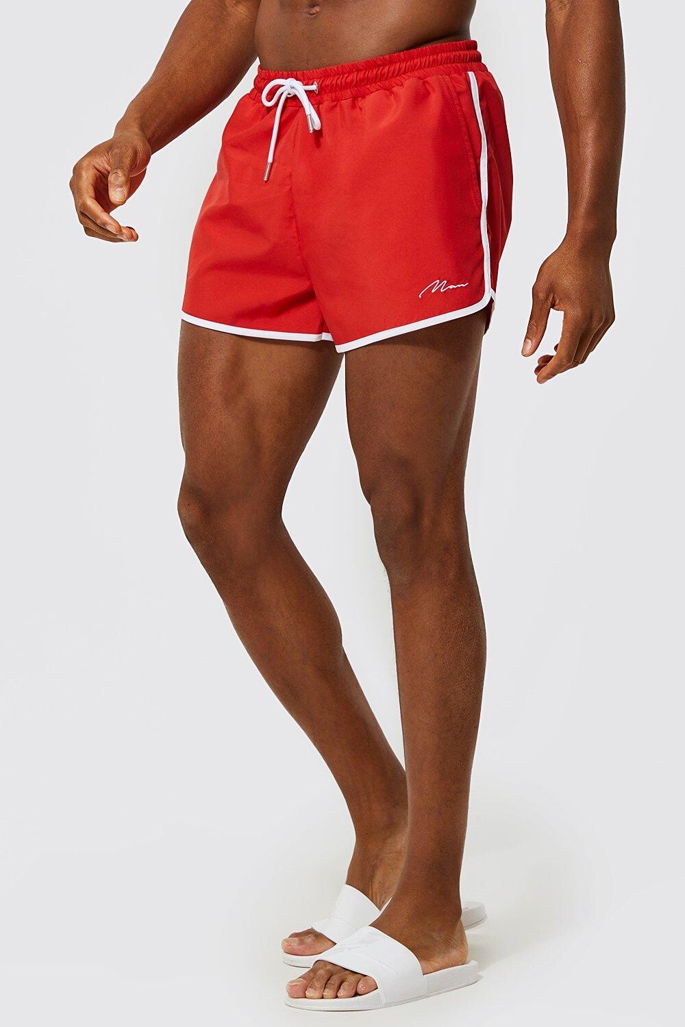 Мужские шорты для плавания signature runner Boohoo, красный