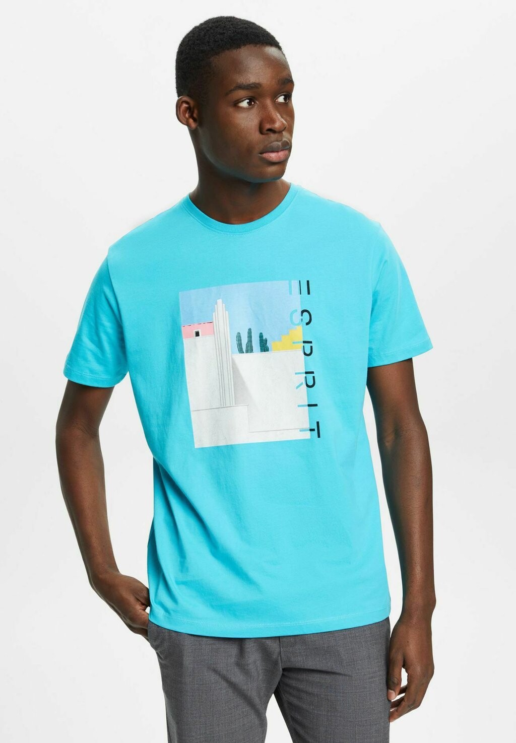 

Футболка с принтом Esprit, бирюзовый