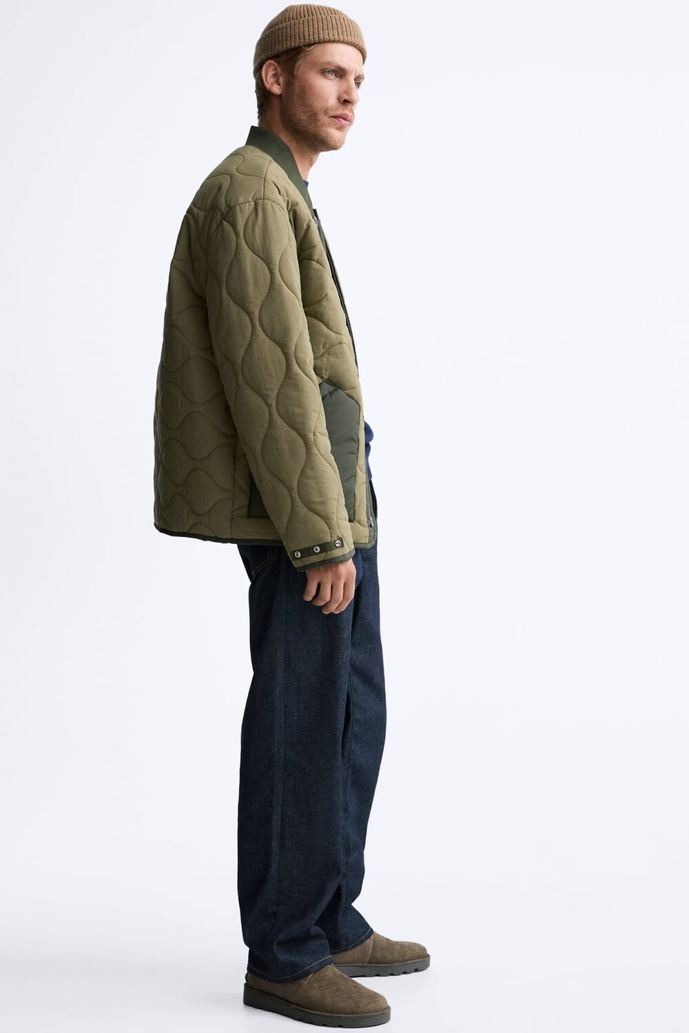 

Контрастные кожаные туфли ZARA, хаки