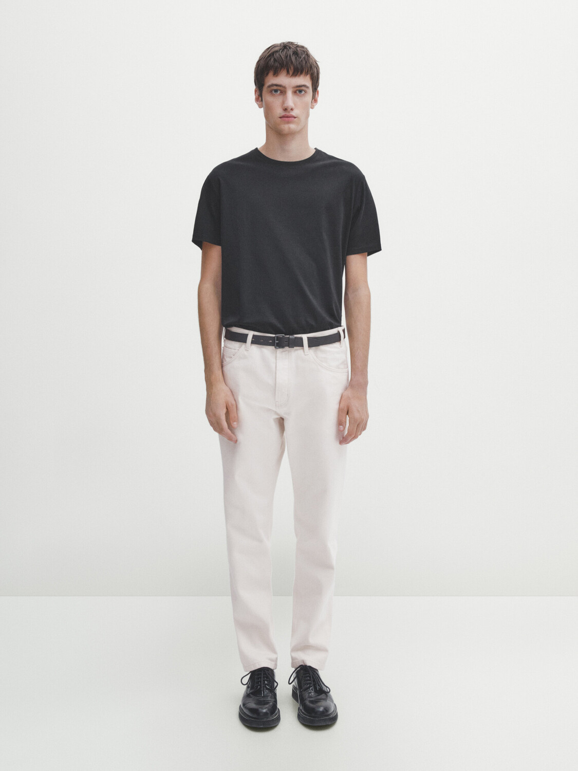

Футболка из мерцеризового хлопка с коротким рукавом Massimo Dutti, черный