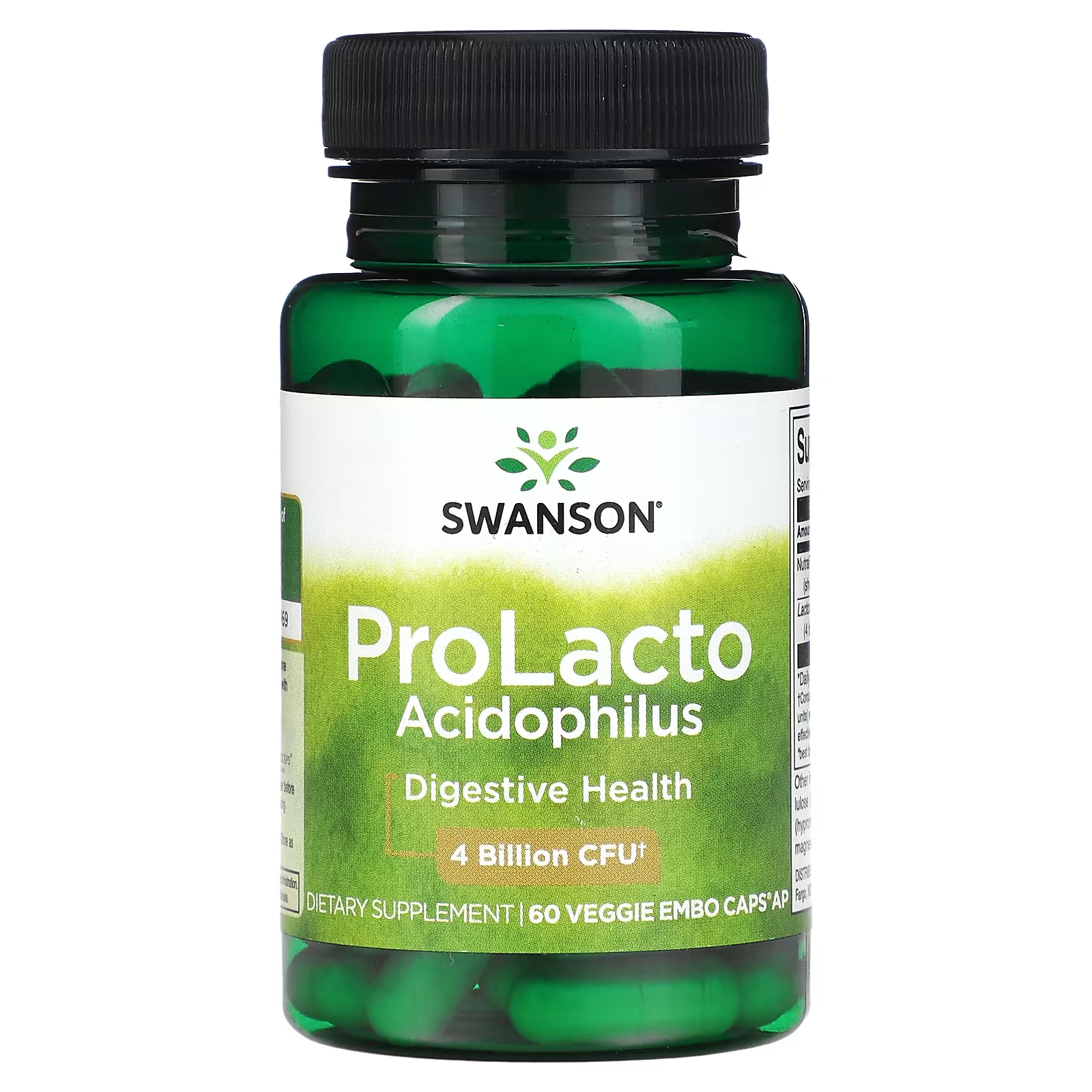 Пищевая добавка Swanson ProLacto Acidophilus 4 миллиарда КОЕ, 60 растительных капсул пищевая добавка kal acidophilus probiotic 5 60 растительных капсул