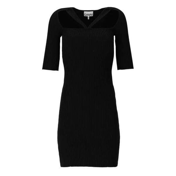 

Платье cut-out ribbed dress Ganni, черный